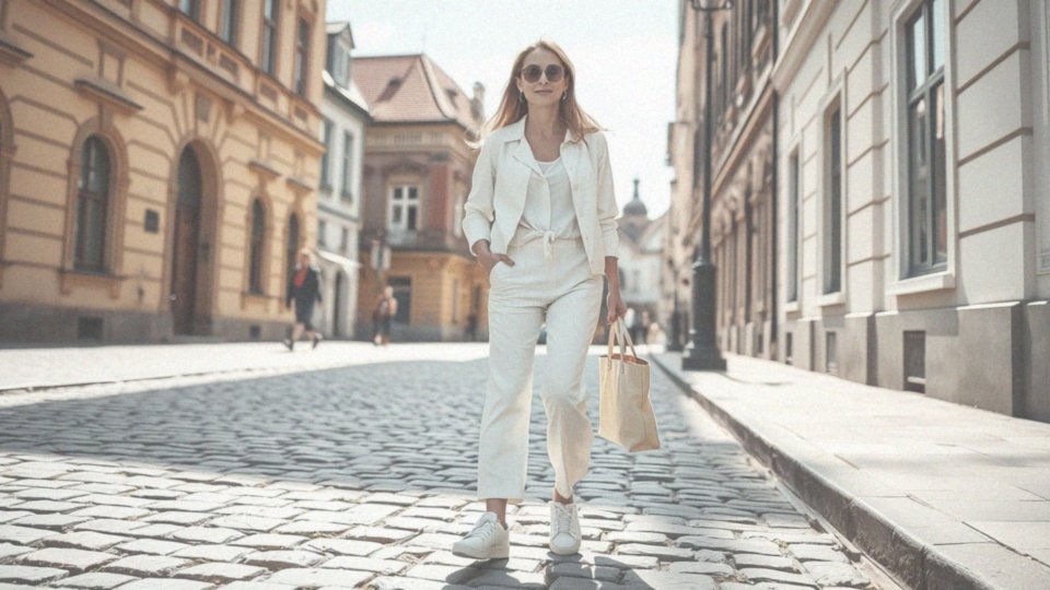 Jak białe sneakersy pasują do białego garnituru damskiego na co dzień?